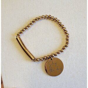 Rose Gold "Slay the day" Round Beaded Stretch Costume Bracelet B1A